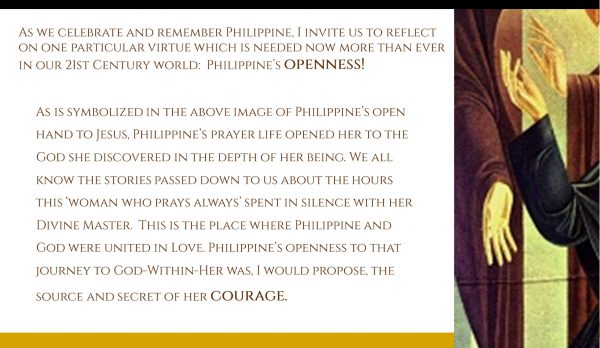 2017年聖フィリピン・デュシェーンの祝日のための「メッセージ」　JASH